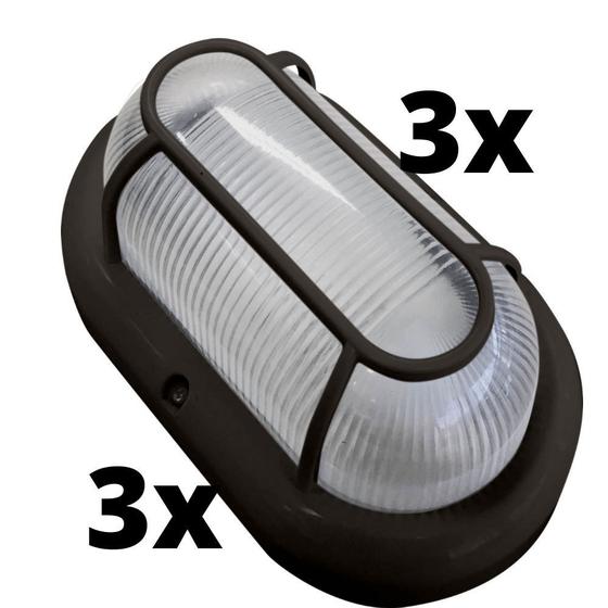 Kit 3 Luminária Arandela Spot Parede Teto Área Externa Blindada Redonda