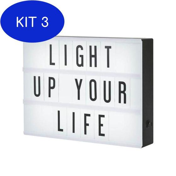 Kit 3 Luminária Led Light Box A4 + 96 Letras Números Ícones Q19775 Luminária Magazine Luiza