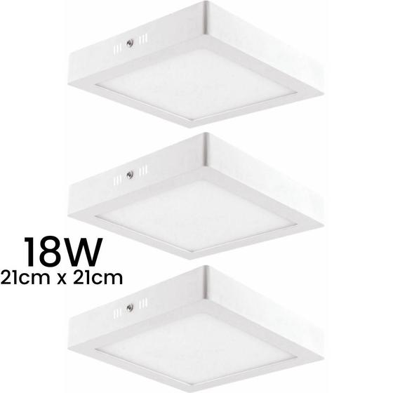 Imagem de Kit 3 Luminaria Led Plafon Teto Sobrepor 18w Branco Frio