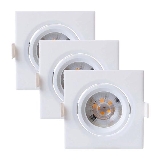 Imagem de Kit 3 Luminária Mr16 5w 6500k Quadrada Elgin Led Ecospot