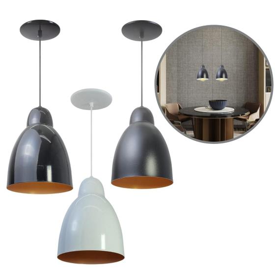 Imagem de Kit 3 Luminária Pendente Bala Com Interior Cobre Com Fiação 110/220v