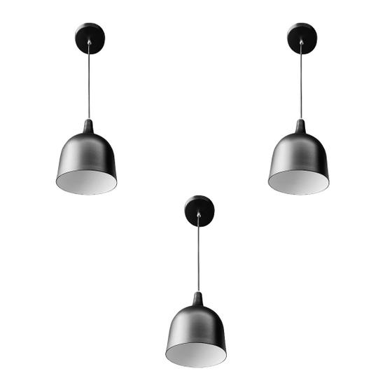 Kit 3 Luminária Pendente Gota Com Interior Branco Brilho Com Fiação 110