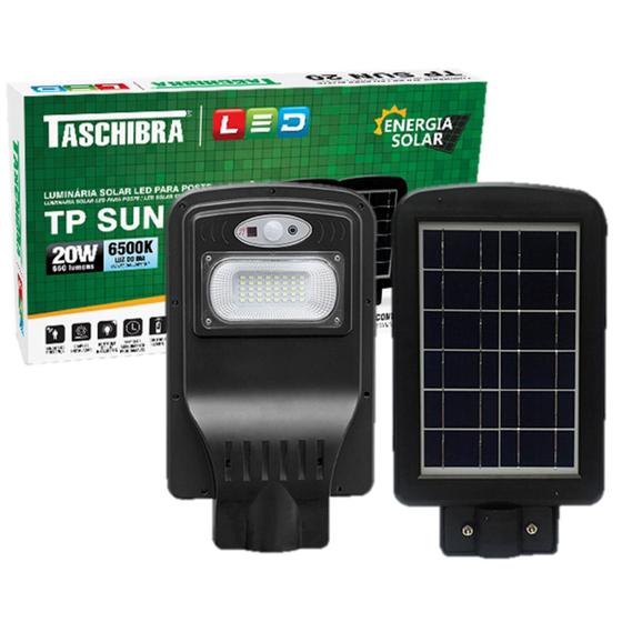 Imagem de Kit 3 Luminaria Publica Solar 20w 6500K Sensor Presença IP65