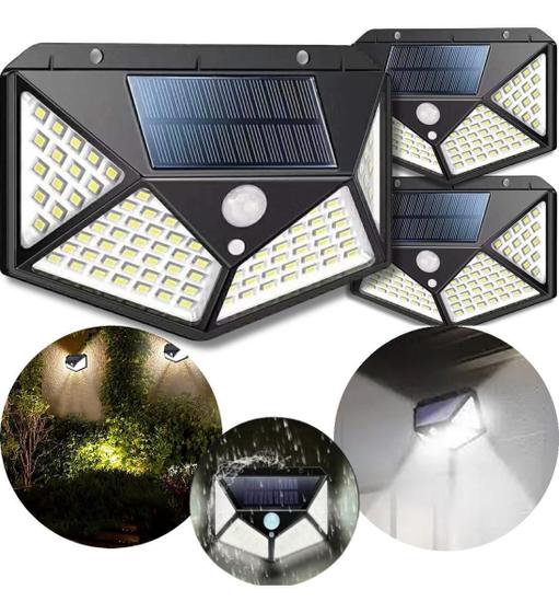 Imagem de Kit 3 Luminaria Solar Led Luz Automática Sensor De Presença