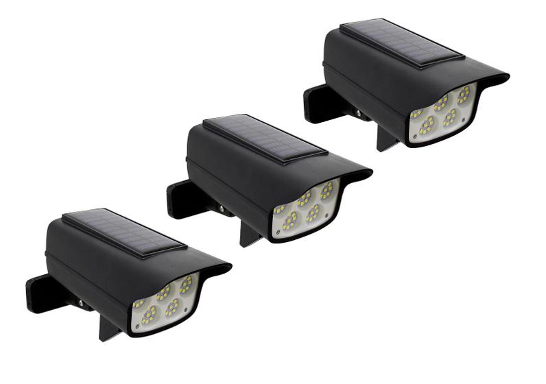 Imagem de Kit 3 Luminária Solar LED Refletor Externo Sensor de Presença e Resistente a agua