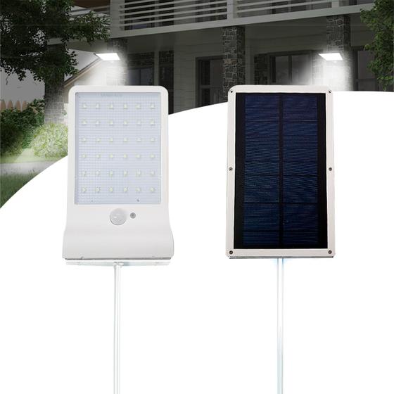 Kit 3 Luminária Solar Parede 60w Sensor 36leds Com Haste Branca Ry