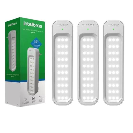 Imagem de Kit 3 Luminárias De Emergência 30 LEDs Intelbras Lea 150 Bivolt
