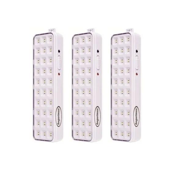Kit 3 luminárias de emergência 30 leds segurimax Luminária de