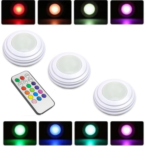 Imagem de Kit 3 Luminárias Lâmpadas Rgb Coloridas Multicolor Led Spots