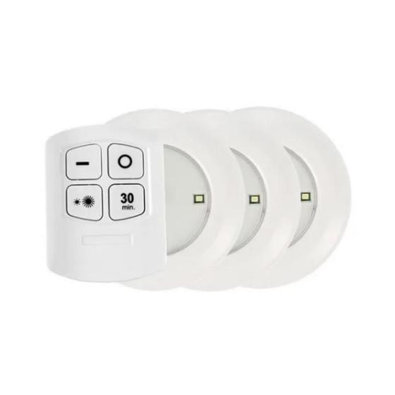 Imagem de Kit 3 Luminárias Led Spot Com Adesivos Sem Fio Com Controle