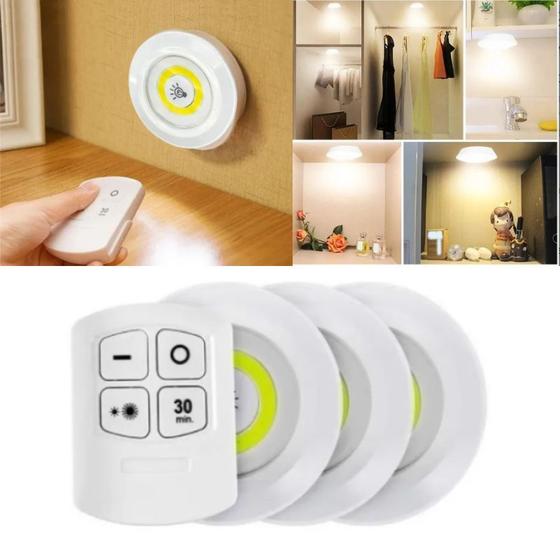 Kit 3 Luminarias Led Spot Lampada Pilha Adesivo Sem Fio Fácil