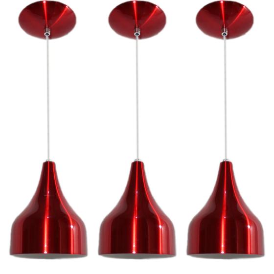 Kit 3 Luminárias Pendentes Cone Milão Cereja Oliver Iluminação