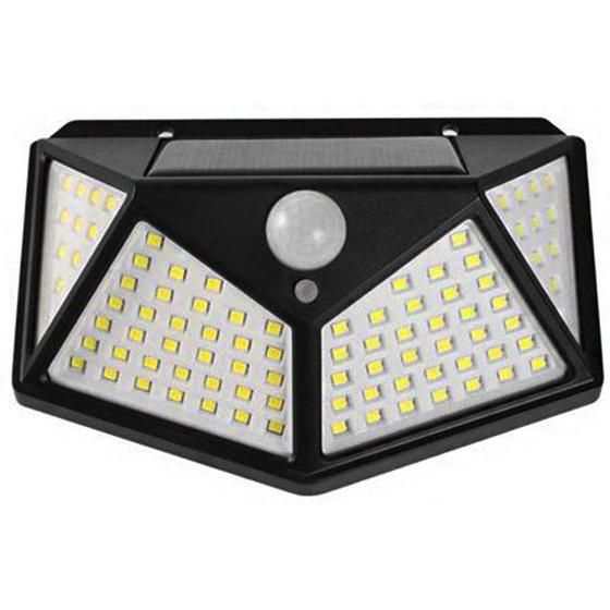 Kit 3 Luminárias Solar De Parede Refletor 100 Leds Com Sensor De