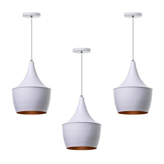 Imagem de Kit 3 Lustre Pendente Interno Balão Branco Com Cobre