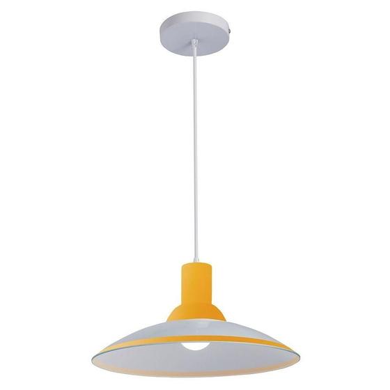 Imagem de Kit 3 Lustre Pendente Sala de Jantar Chapéu em Vidro Ice Amarelo 30cm Bivolt