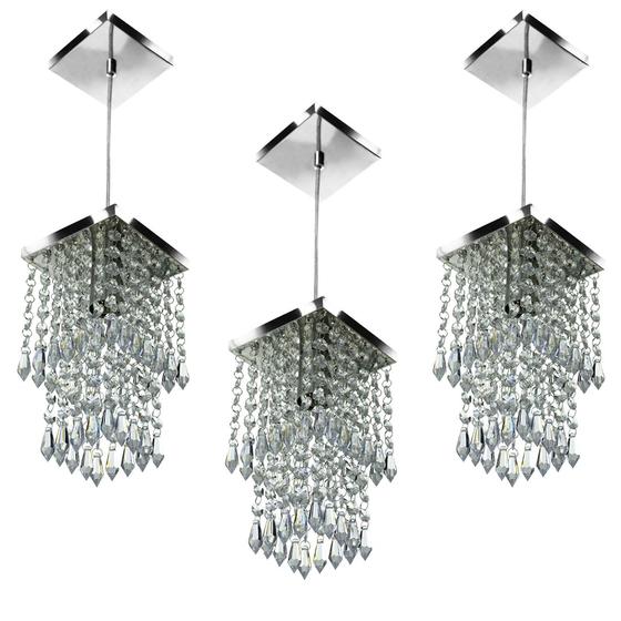 Imagem de Kit 3 Lustres Pendente De Cristal Acrilico Spark Maravilhoso