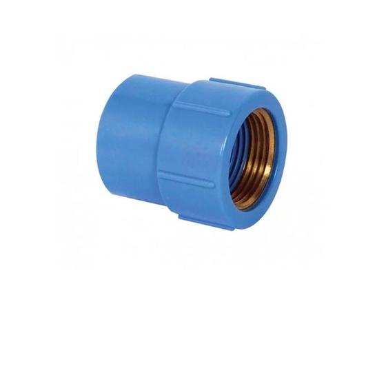 Imagem de Kit 3 Luva com Bucha Latão p/ Água Azul 25mm x 3/4"  Krona