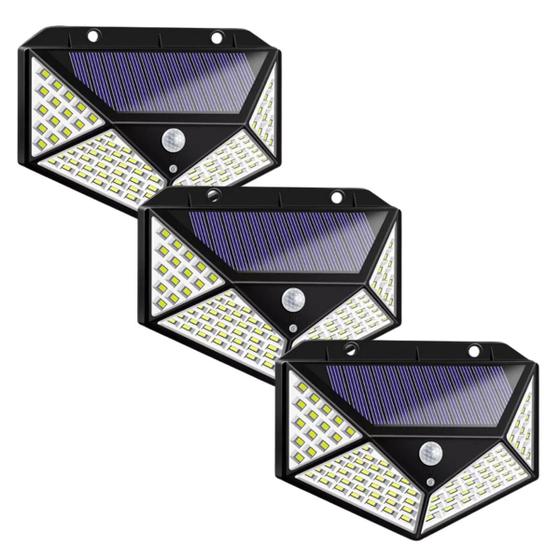 Imagem de Kit 3 Luz Solar Led Externa Sensor Presença Economia Sem Fio