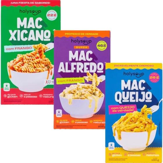 Imagem de Kit 3 Macarrão Proteico S/ Glúten 3 Sabores Holysoup 200G