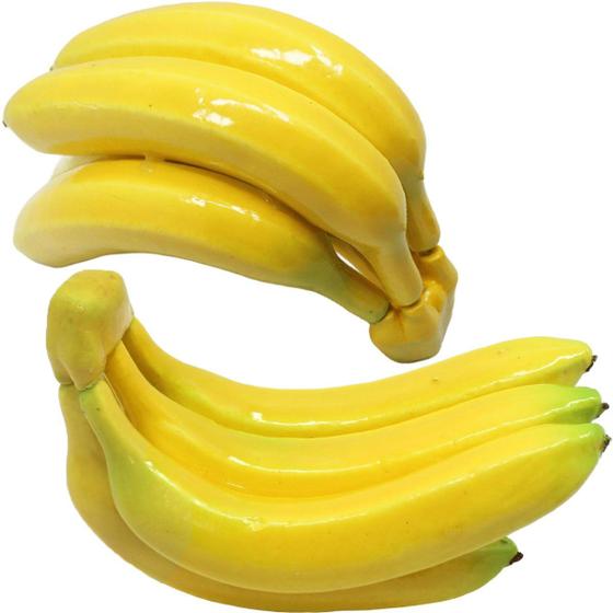 Imagem de Kit 3 Maço Com 5 Bananas Em Isopor Enfeite Fruta Artificial