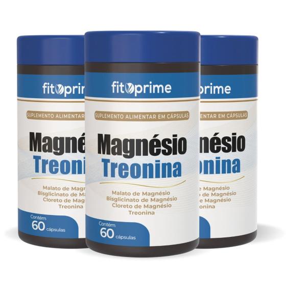 Imagem de Kit 3 Magnésio Treonina com Blend de Magnésios e Treonina 500mg 60 Cápsulas Fitoprime