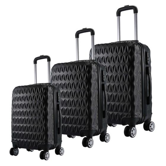 Kit 3 Malas De Viagem Bordo, Média e Grande Em Abs C/ Rodinhas 360º Menor preço em Kit 3 Malas De Viagem Bordo, Média e Grande Em Abs C/ Rodinhas 360º