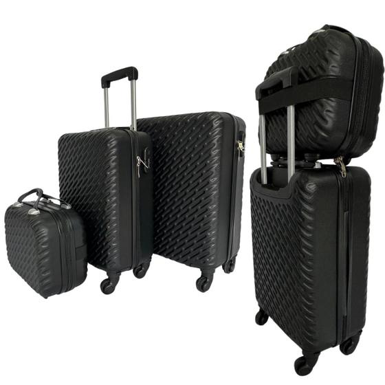 Imagem de Kit 3 Malas de Viagem Mala Grande Media com Rodinha 360 Casco Abs Resistente e Bolsa de Bordo Mão Varias Cores