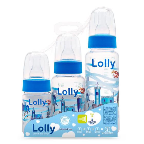 Imagem de Kit 3 Mamadeira 80ml 150ml 240ml  Menino Lolly