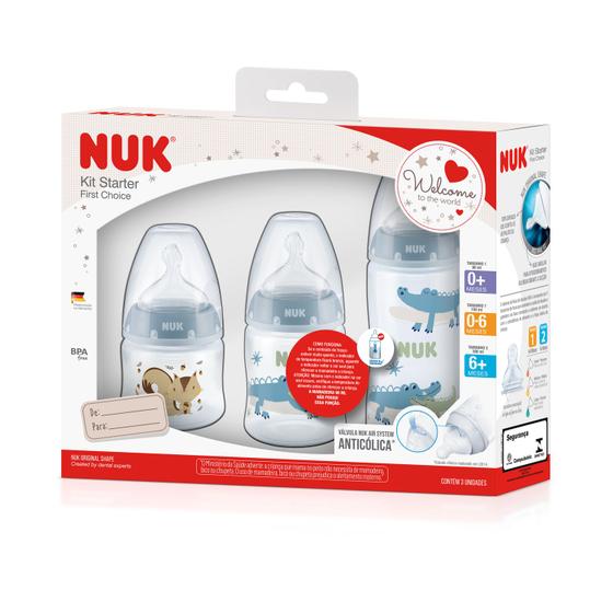 Kit 3 Mamadeira Starter Azul 90/150/300ml First Choice Nuk Menor preço em Kit 3 Mamadeira Starter Azul 90/150/300ml First Choice Nuk