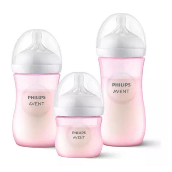 Imagem de Kit 3 Mamadeiras Avent Pétala 3.0 Anti-cólica 125ml, 260ml e 330ml Rosa