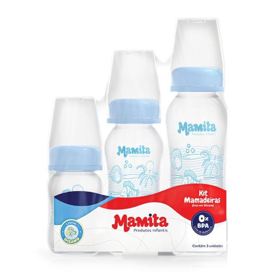 Imagem de Kit 3 Mamadeiras Decoradas 80ml, 150ml e 240ml Mamita