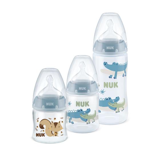 Kit 3 Mamadeiras Starter Azul 90/150/300ml First Choice - NUK Imagem de Kit 3 Mamadeiras Starter Azul 90/150/300ml First Choice - NUK