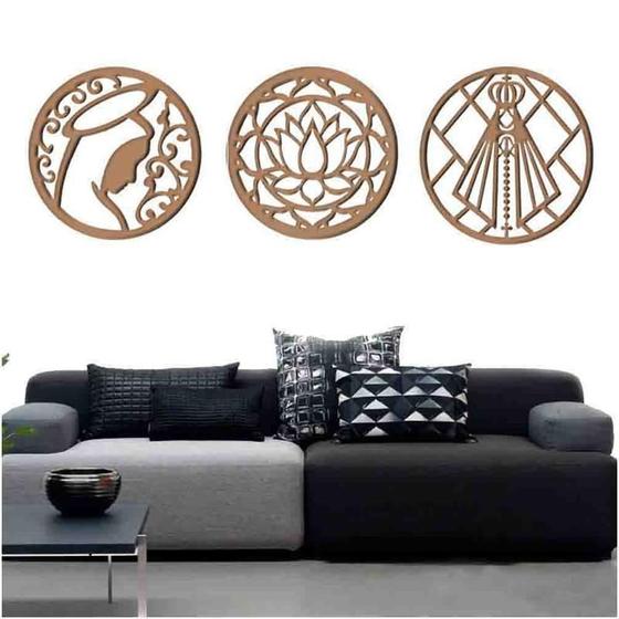 Kit 3 Mandalas Decorativas 40X40Cm Vazado - Mdf - Decoarts Imagem de Kit 3 Mandalas Decorativas 40X40Cm Vazado - Mdf