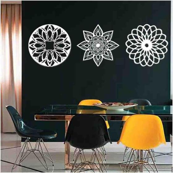 Imagem de Kit 3 Mandalas Decorativas Mdf 60X60 Vazado Marrom Modelo 1