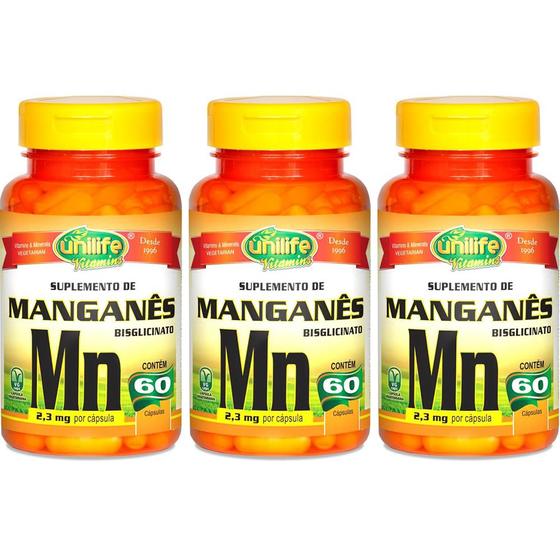 Imagem de Kit 3 Manganês Mn Unilife 60 cápsulas - Vegano
