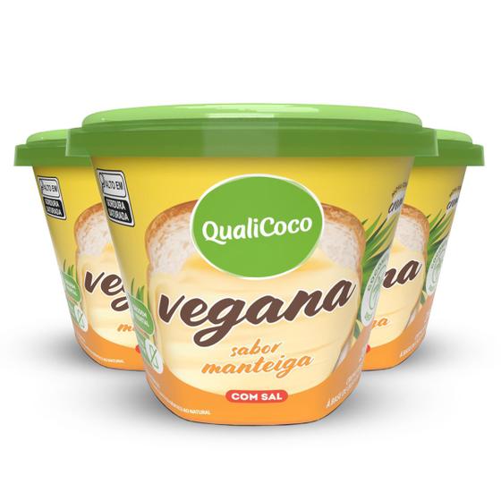 Imagem de Kit 3 Manteiga de Coco Qualicoco 200g Natural com Sal
