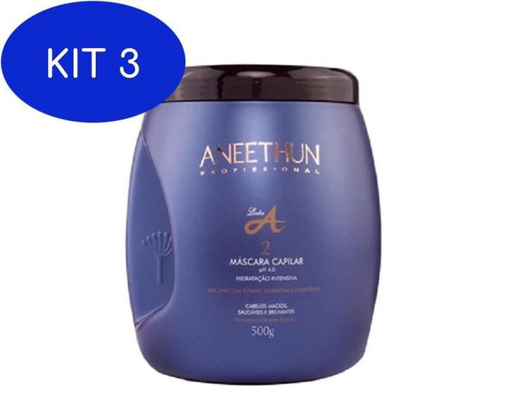Kit 3 Máscara Capilar Aneethun Linha A Hidratação Intensiva Kit de