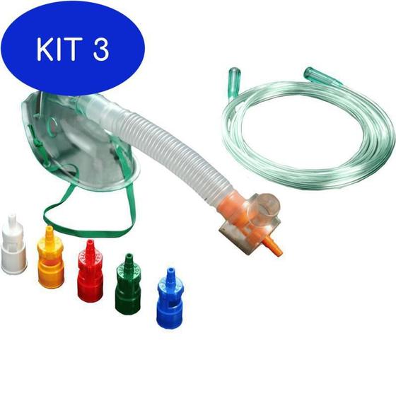 Kit 3 Máscara De Venturi Adulto Foyomed Acessórios para Inalador