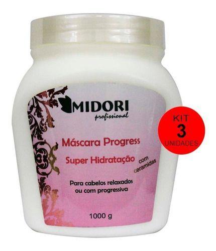 Imagem de Kit 3 Máscaras Progress Super Hidratação 1kg Cada - Midori