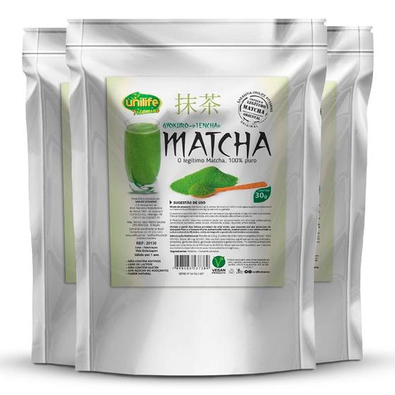 Imagem de Kit 3 Matcha Puro Vegano Unilife 30g Solúvel