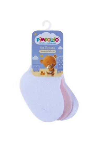Kit 3 Meias Lisa Premium Pimpolho - Branca e Rosa de 00 a 15 Rn -Lara Bella Baby Menor preço em Kit 3 Meias Lisa Premium Pimpolho - Branca e Rosa de 00 a 15 Rn -Lara Bella Baby