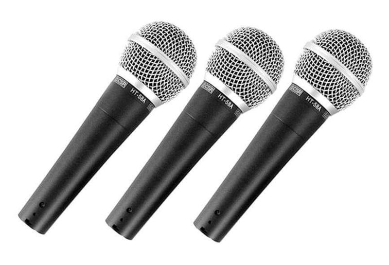 Imagem de Kit 3 Microfones de Mão Dinâmico CSR HT-58A-3 XLR