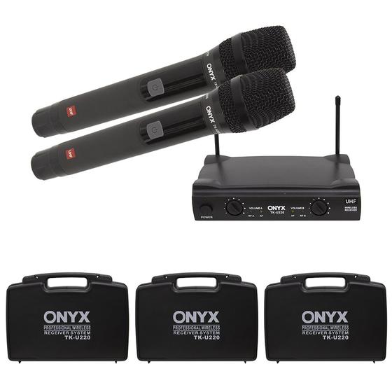 Imagem de Kit 3 Microfones sem Fio Duplo TK U220 UHF Onyx