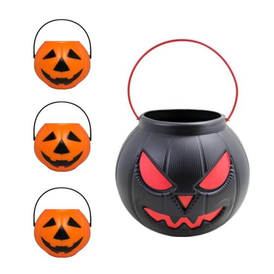 Imagem de Kit 3 Mini Abobora + 1 Abobora Preta Grande Halloween