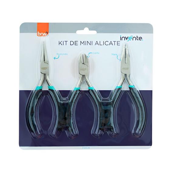 Imagem de Kit 3 Mini Alicate Brw Meia Cana/corte e Redondo