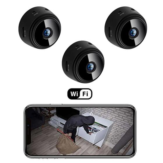 KIT 3 Mini Câmera Segurança Espiã Monitoramento Wifi Full HD Visão Noturna Com Gravador De Voz Menor preço em KIT 3 Mini Câmera Segurança Espiã Monitoramento Wifi Full HD Visão Noturna Com Gravador De Voz