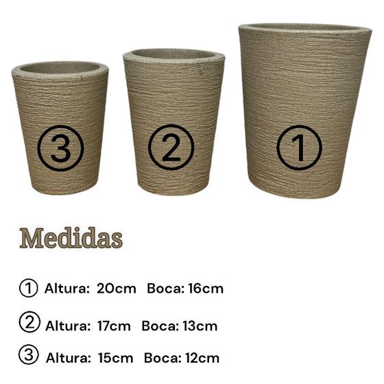 Imagem de kit 3 mini colunas tamanhos diferentes de polietileno decoração interna cactos e suculentas