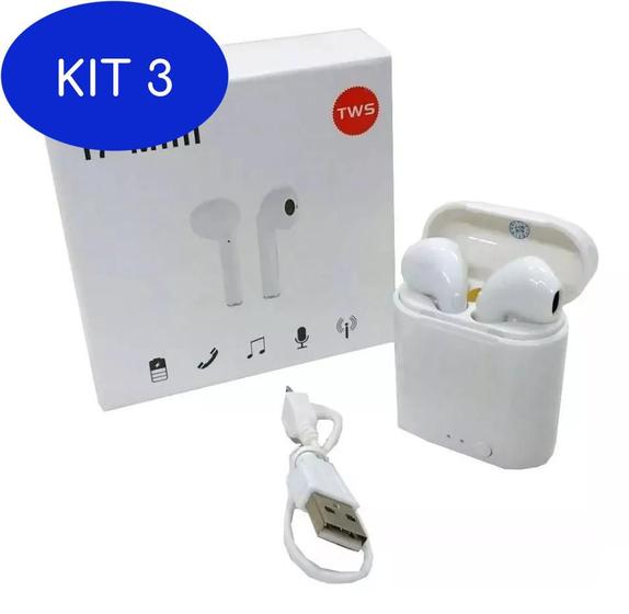 Imagem de Kit 3 Mini Fones De Ouvido Sem Fio Bluetooth I7