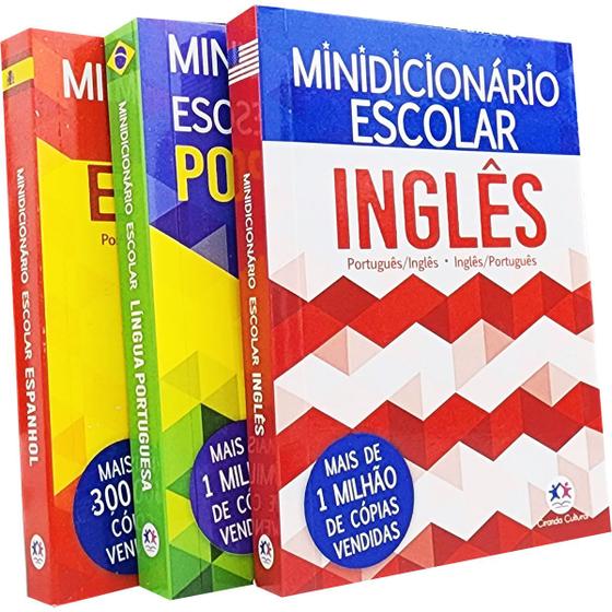 Imagem de Kit 3 Minidicionário Escolar Inglês Português e Espanhol