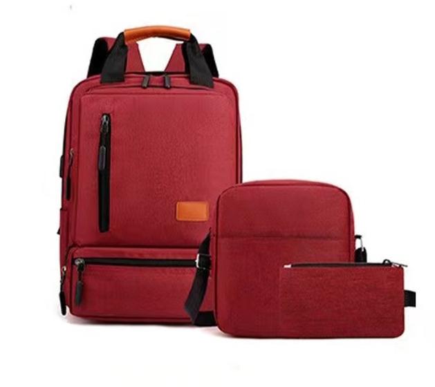 Imagem de Kit 3 Mochila Notebook 15.6 Bolsa Tiracolo Necessaire Saida Cabo Aux Usb Fone MO-510